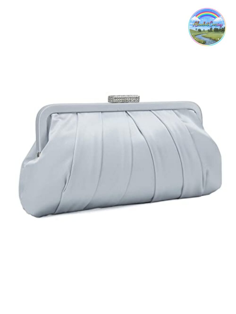 Pleated Satin Clutch Bag Diamante Embellished Formal Handbag Wedding Prom